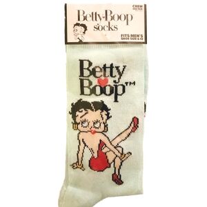 Betty Boop Crew Socks NWT Light Blue Mens Or Womens Cozy Gift Funny